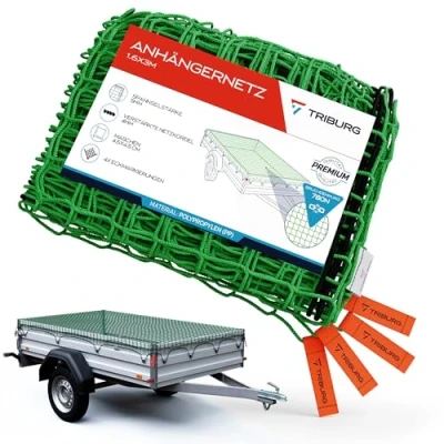 Image de TRIBURG® Filet de remorque 1,6 x 3 avec marquages d&#039;angle tendeur pour Une sécurité optimale du Chargement Cordon en Caoutchouc
