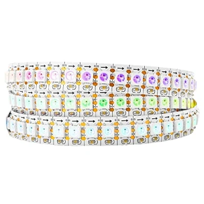 Image de BTF LIGHTING WS2812B IC RGB 5050SMD Or Pur Bande LED Adressable Individuelle 1M 144LED/m Blanc PCB Flexible Full Color IP30 DC5V pour Projet DIY Chasing (Pas d&#039;Adaptateur ou de Contrôleur)