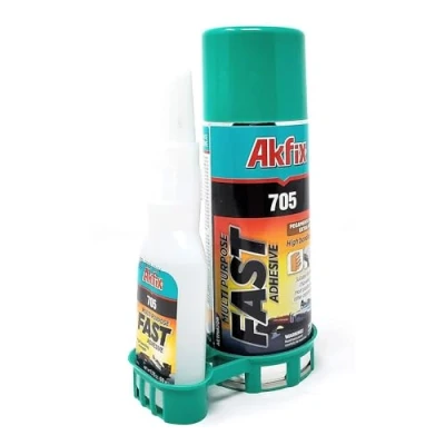Image de Superglue avec activateur en spray. Super colle accélérateur d&#039;adhésif. Adhésif professionnel tout usage à haute force d&#039;adhérence (100gr de 400ml spray)