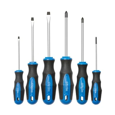 Image de ROTATION Jeu de 6 tournevis avec pointe magnétique, 3 cruciformes et plats, poignée coussin professionnelle pièces