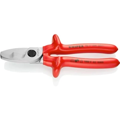 Image de Knipex Coupe câbles à double tranchants chromée, isolées par surmoulage, certifiées VDE 200 mm 95 17