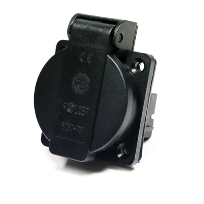 Image de Lot de 8 prises Schuko encastrables 16 A avec joint IP54 et bride (noir)