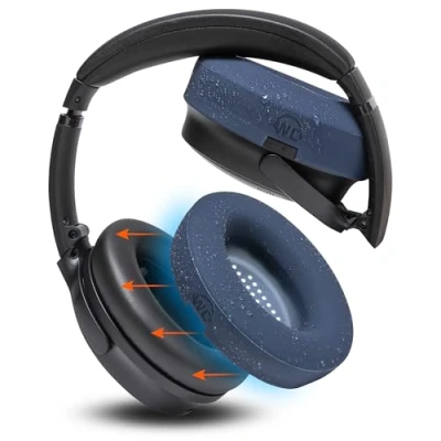 Image de WC SweatZ QuietComfort Coussinets d&#039;oreille Anti Transpiration brevetés pour Bose 35 et 35ii, QC45 / SE/QuietComfort 2023 Plus, fabriqués par Wicked Cushions Midnight Blue
