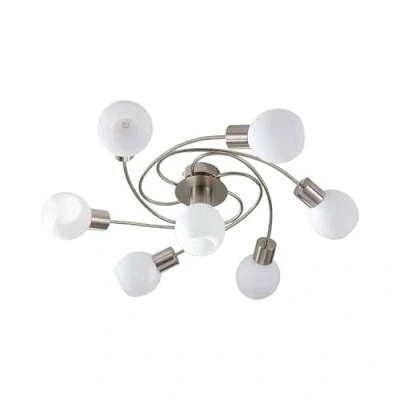 Image de Lindby Plafonnier Ciala à intensité variable (Moderne) en Blanc Verre e. a. pour Salon &amp; Salle manger (à 7 lampes, E14), Luminaire Plafonnier, Lampe Plafond, Eclerage Eclairage Interieur