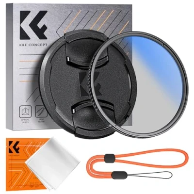 Image de K&amp;F Concept Filtre Polarisant CPL 55mm Circulaire + Bouchon d&#039;Objectif Chiffons de Nettoyage en Microfibre Élastique Multi Couches pour Appareil Photo K Série