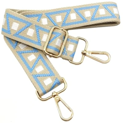 Image de Bandouliere de Rechange Reglable Bleu Blanc, Sangle Sac a Main Remplacement, Universelles mit Boucle Dore pour Femme à Main, Bandoulière Accessoires, 1105