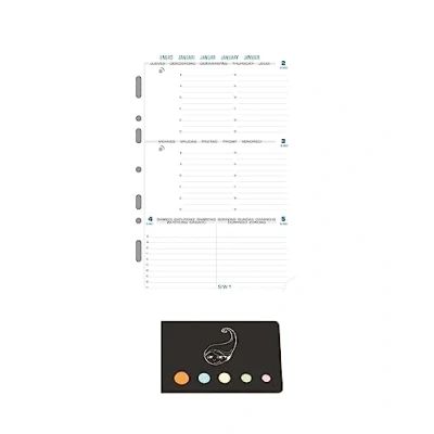 Image de Recharge Pour Organiseur Exatime 21 Janvier à Décembre 2026 Horizontal + Index Adhésif Blumie (Exatime 21, 28212E)