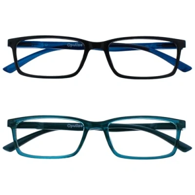 Image de OPULIZE See Lunettes Anti Lumière Bleue Pack de 2 Montures Étroites Charnières à Ressort Améliore le Sommeil Jeux Ordinateur Noir Turquoise Transparentes Hommes Femmes BB9 1Q +1.50