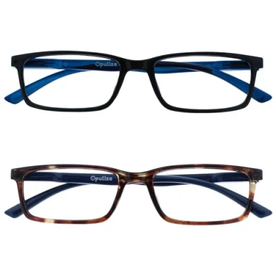 Image de OPULIZE See Lunettes de Lecture Anti Lumière Bleue Pack 2 Montures Étroite Charnières à Ressort Améliore le Sommeil Jeux Ordinateur Noir Tortue Marron Hommes Femmes BB9 12 +1.50