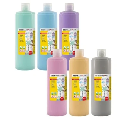 Image de Eberhard Faber 578906 Peinture au doigt EFA Color, 6 couleurs pastels de 750 ml chacune, enfants non toxique