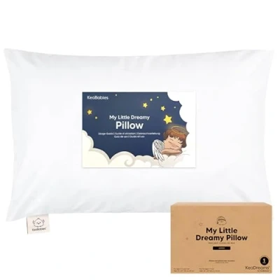 Image de KeaBabies Coussin pour Enfant avec taie d&#039;oreiller 51 x 35 cm Lavable Doux Bio Idéal Dormir Grand à partir de 2 Ans Blanc