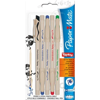 Image de Paper Mate Replay Stylo Bille Pointe Moyenne Assortiment Standard Lot de 5