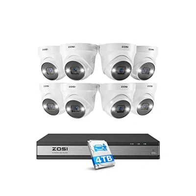 Image de ZOSI 4K 16CH PoE Kit Caméra de Surveillance, 4TB NVR avec 3K PoE, Vision Nocturne Couleur, Détection Personne/Véhicule, Alarme Sonore et Lumineuse, Enregistrement 24/7…