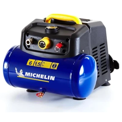 Image de MICHELIN MBL6 Compresseur d&#039;Air Portable, Sans Huile de 6 Litres, Manomètre Intégré, Pression Max. 8 Bar, Puissance 1.5 CV