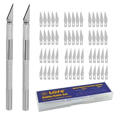 Image de Mlife Cutter de précision couteau hoppe en acier inoxydable 2 Scalpel avec 60 lames rechange