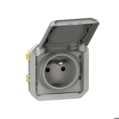 Image de prise de courant 2p+t gris composable legrand plexo 069551l