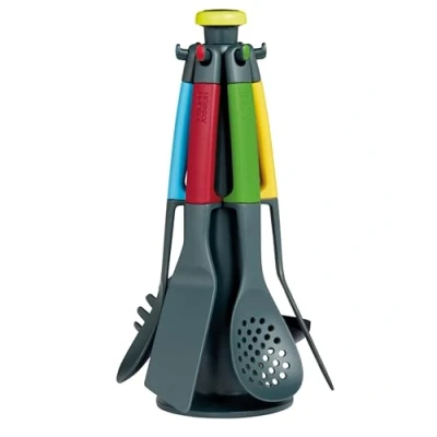 Image de Ustensiles de Cuisine Casdon Joseph Elevate Ensemble d’ustensiles colorés pour Les Enfants dès 3 Ans avec Un Support Rangement Rotatif !