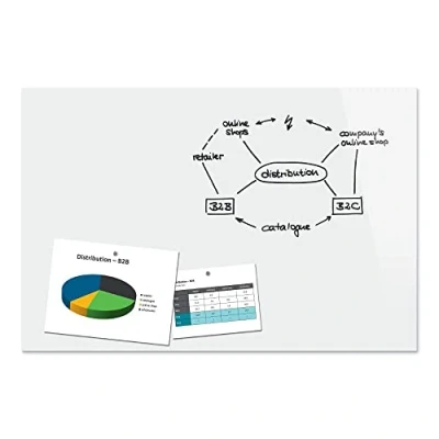Image de Be!Board B1300 tableau magnétique en verre, 90 x 60 cm, mémo sans cadre et inscriptible, 2 aimants néodyme, blanc pur