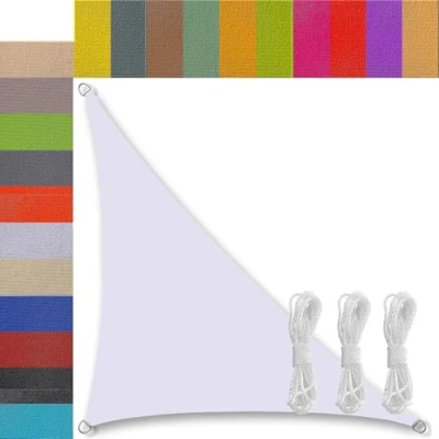 Image de Ufamiluk voiles d&#039;ombrage Triangulaire Triangle Imperméable pour Patio avec Corde Libre Voile ajourée terrasse Jardin extérieur Camping Blanc 1.6x1.6x2.3m