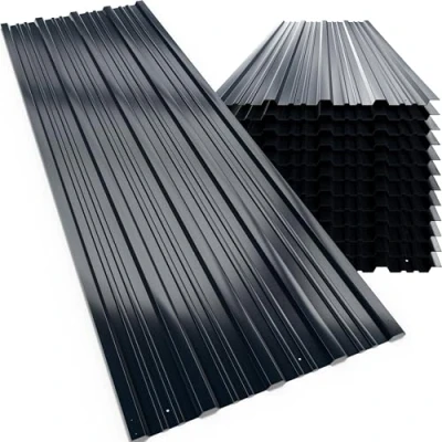 Image de DEUBA® 12x Tôles de bardage 129x46cm 7m² tôle trapézoïdale ondulée profilée résistante intempéries galvanisé plaque abri jardin anthracite