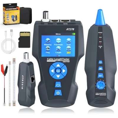 Image de KOLSOL Testeur de câble réseau, NF 8601S TDR multifonction LCD Longueur ligne Testeurs point d&#039;arrêt RJ45/RJ11/BNC