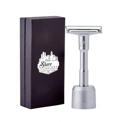 Image de SHAVE FACTORY Ajustable Safety Rasoir Matte + Base Stand