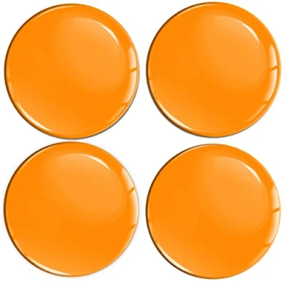 Image de Biomar Labs Lot de 4 autocollants 3D en silicone orange brillant 65 mm pour enjoliveurs, cache moyeux roue, A 1565
