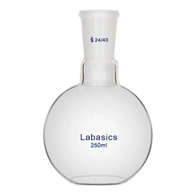 Image de Labasics Verre 250ml Ballon à Fond Plat avec col Unique, Single Neck Flat Bottom Boiling Flask D&#039;ébullition Joint Extérieur Standard 24/40