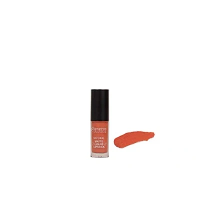 Image de Benecos Bio Cosmetics Rouge à Lèvres Liquide Mat Hautement Pigmenté avec Cire de Carnauba sans Talc Végétalien Baiser Corail