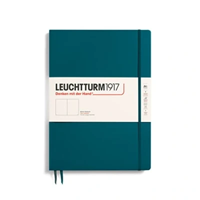 Image de LEUCHTTURM1917 359791 Carnet Master Slim (A4+) couverture rigide, 123 pages numérotées, blanc, pacific green