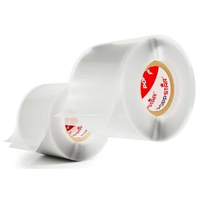 Image de POPPSTAR 2x 3m ruban en silicone auto fusionant (auto amalgamant, vulcanisant), isolant et bande d&#039;étanchéité (eau, air), 38 mm de large, transparent