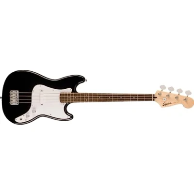 Image de Squier by Fender Guitar Basse Sonic Bronco, Touche en Laurier, Pickguard Blanc, Noir, Inclus des Cours Virtuels Gratuits sur Play