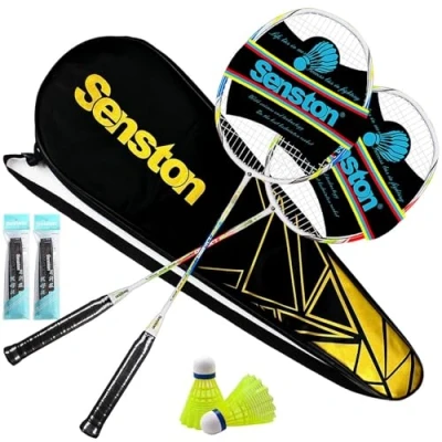 Image de Senston Raquette de Badminton Graphite Shaft, Racket Set Lot 2 avec Sac Badminton,Rouge + Bleu