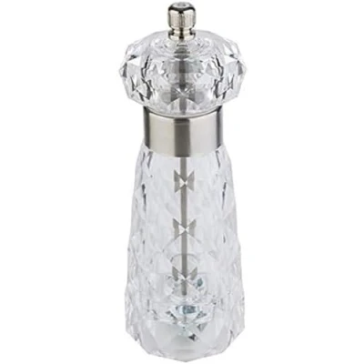 Image de Moulin à sel APS &quot;Diamond&quot;, distributeur de sel, récipient en acrylique transparent, mécanisme broyage acier au carbone, degré réglable continu, Ø 6 cm, hauteur 18 cm