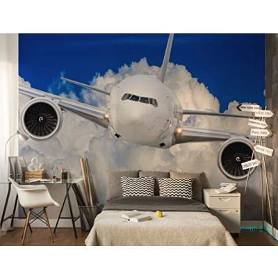 Image de Walltastic Papier peint motif avion FSC, multicolore, 2,4 m de haut x 3 large, taille unique
