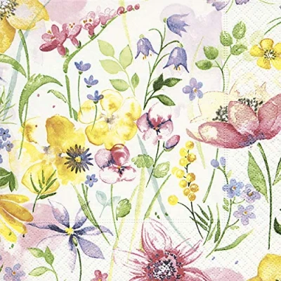 Image de Lot de 20 serviettes table Motif fleurs multicolores