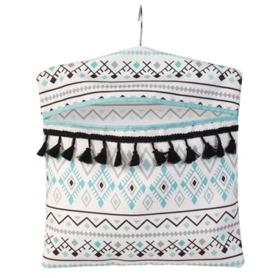 Image de Beldray LA081551EU7 Aztec Sac à Pinces Linge, Crochet de Suspension Facile, Se Fixe aux Cordes Motif Aztèque, 33 x 30 cm, Peut Contenir Jusqu&#039;à 50 Épingles