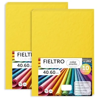 Image de m office Feutrine Loisir Créatif, de Couleurs, Douce et Flexible, Matériau pour Couture, Tissus Patchwork, Idéale Projets DIY, Artisanat ou Décoration, 40x60cm (Jaune, 20 pcs)