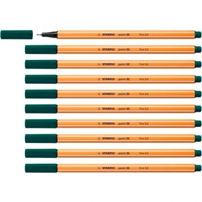 Image de STABILO Lot de 10 Stylo Feutres POINT 88 Pointe Fine 0,4 mm Vert pin
