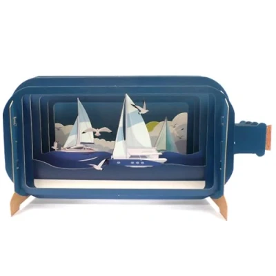 Image de Alljoy Cards MIB120 Carte de vœux d&#039;anniversaire pop up Motif Yachts &amp; Gulls Message In A Bottle