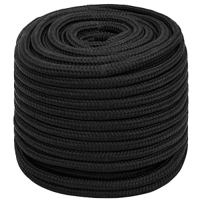 Image de vidaXL Corde de Bateau Levage Câble d&#039;Amarrage Ancrage Navire Lignes Gréement à Linge Noir Complet 18 mm 50 m Polypropylène