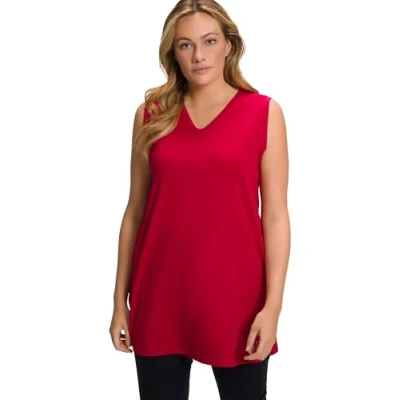 Image de Ulla Popken Basic V Top T Shirts, Pavot, 64 66 Femme