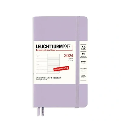 Image de LEUCHTTURM1917 367791 Agenda semainier et bloc notes de poche 2024, format A6, couverture souple, mauve, en allemand, 12 mois