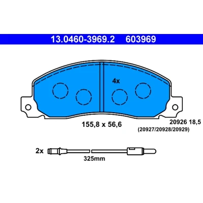 Image de ATE 13.0460 3969.2 Jeu de plaquettes frein contact signal d&#039;usure inclus RENAULT: Trafic I Van, Сamion à Plateau/Сhâssis, Bus