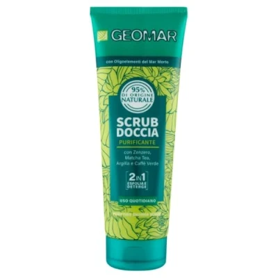 Image de GEOMAR Gommage Corps Douche, Purifiant, 2 en 1 et Nettoyage, Usage Quotidien, 95% d’Origine Naturelle, Formule Végan, Dermatologiquement Testée, Made in Italy, 250 ml