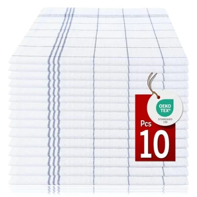 Image de Pataya Lot de 10 torchons Cuisine en Coton Cuisine, (Lot 10, Bleu)