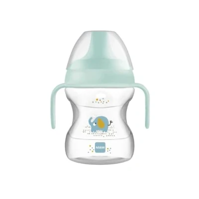 Image de MAM Tasse Learn To Drink Cup avec poignées amovibles et bec verseur, 6 + mois, 190 ml, bleu clair