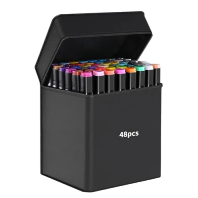 Image de Set de feutre acrylique, 48 Couleurs Doubles Pointes, feutres coloriage enfants, Graffiti, Chisel Brush, Pointe Colorée, alcool, crayon adulte, adulte.