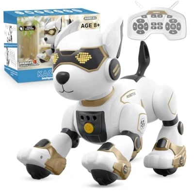Image de PRANITE Chien Robot, Jouet Télécommandé Robot Programmable, Rechargeable pour Enfants, avec Imitation Animale, Contrôle Gestuel, Musique, Danse, Garçons Filles