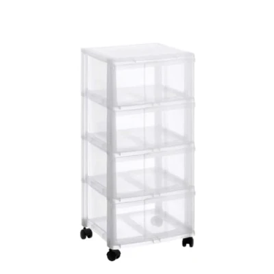 Image de Tour de rangement en plastique 4 tiroirs avec roues SUNDIS MODULO